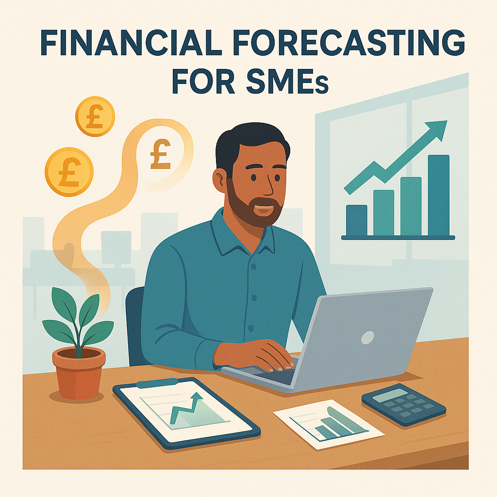 Financial forecasting charts and graphs showing business model resilience planning for SMEs